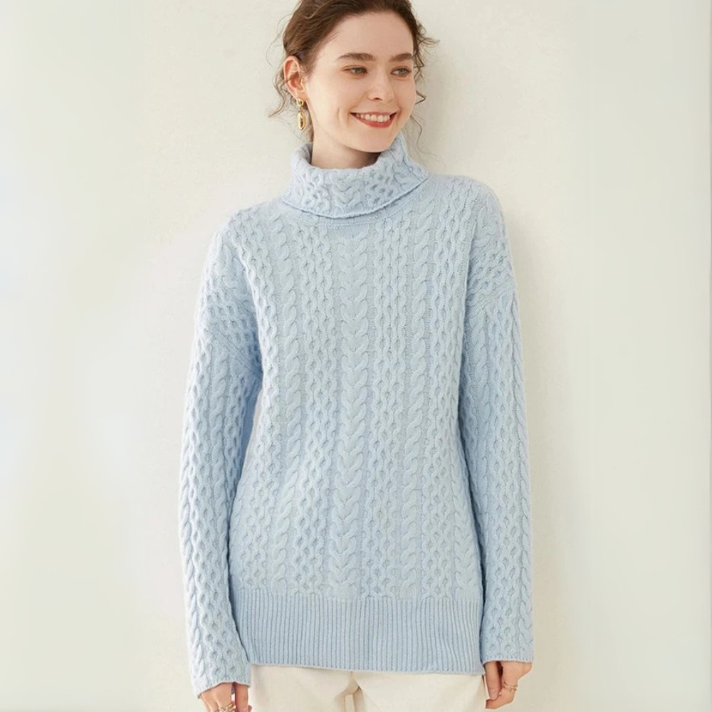 Womens Knit Turtleneck | Relaxed Long Sleeve Top