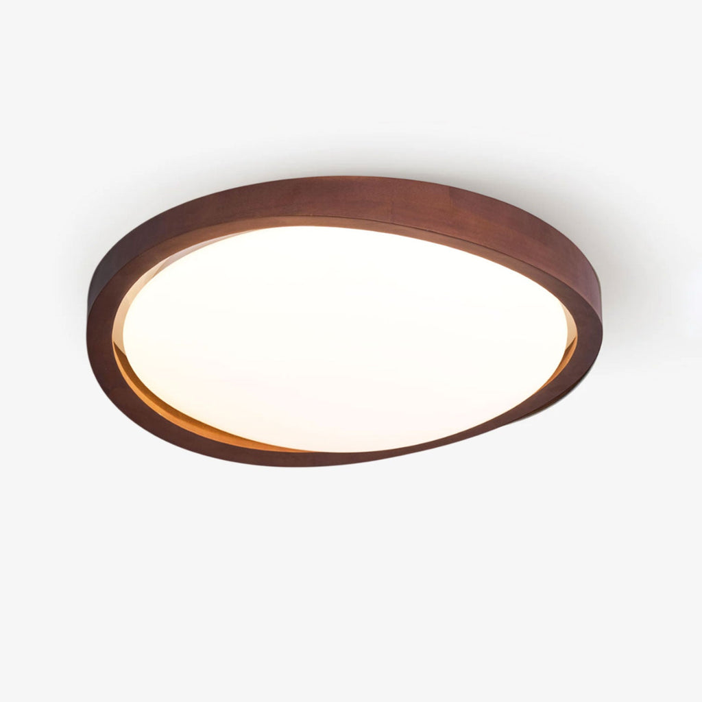 Moderne LED-Deckenleuchte mit gebogenem Walnuss-Finish