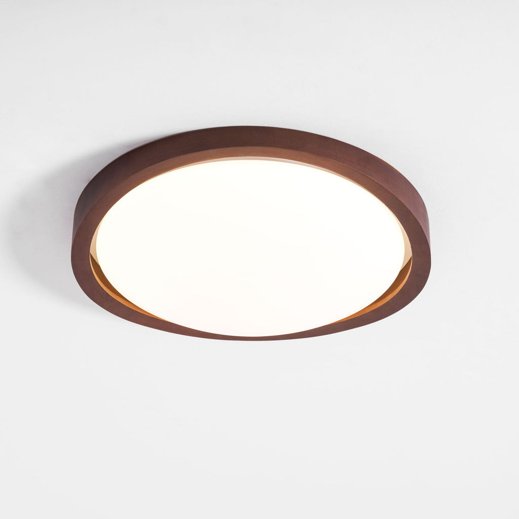 Moderne LED-Deckenleuchte mit gebogenem Walnuss-Finish