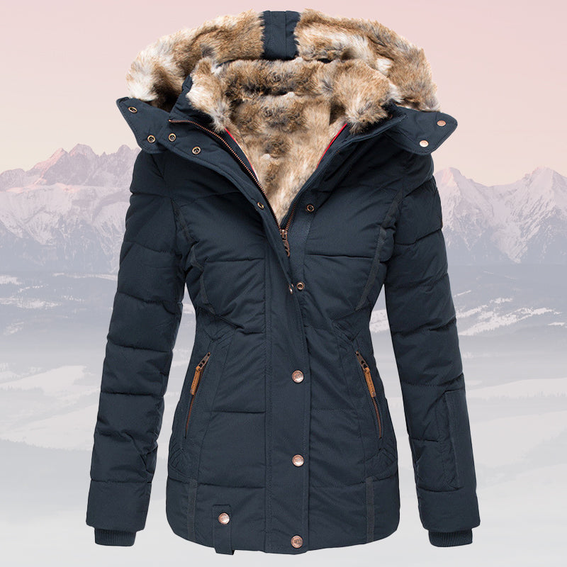 Womens Warm Hooded Winter Jacket | Zip Front