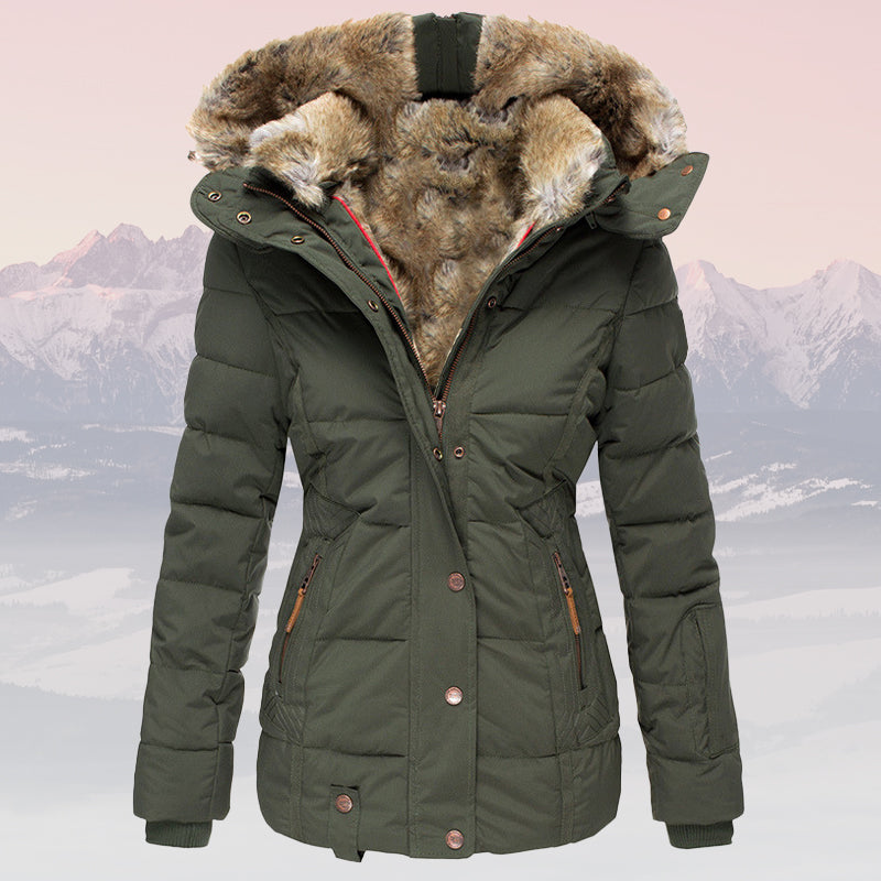 Womens Warm Hooded Winter Jacket | Zip Front