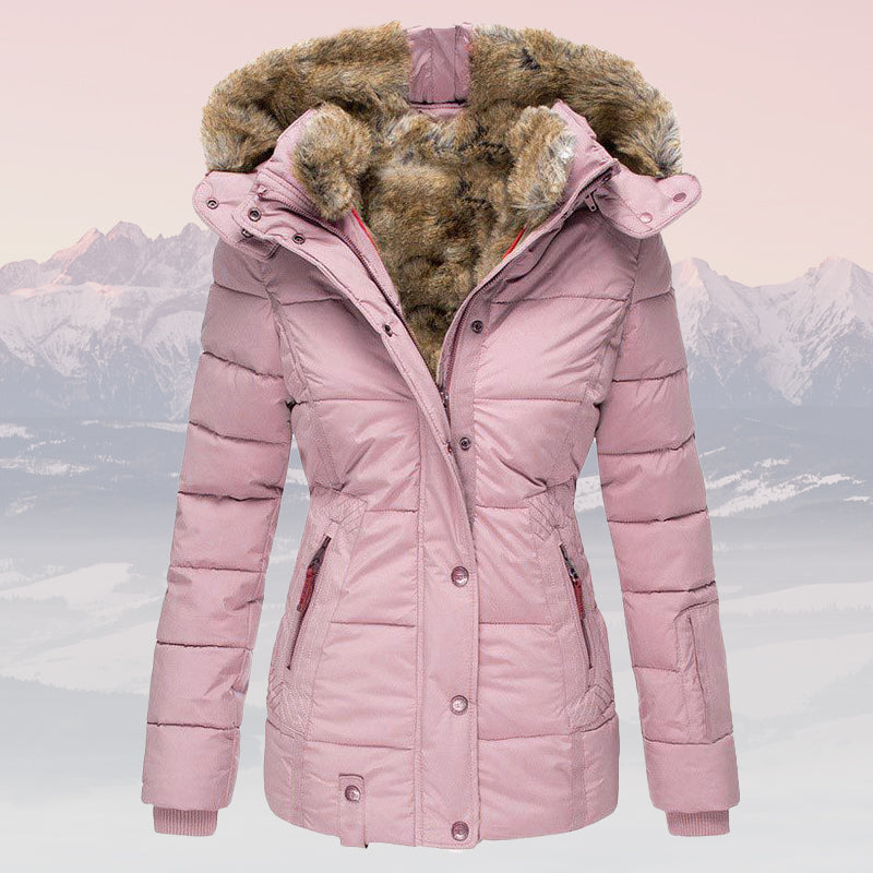 Womens Warm Hooded Winter Jacket | Zip Front