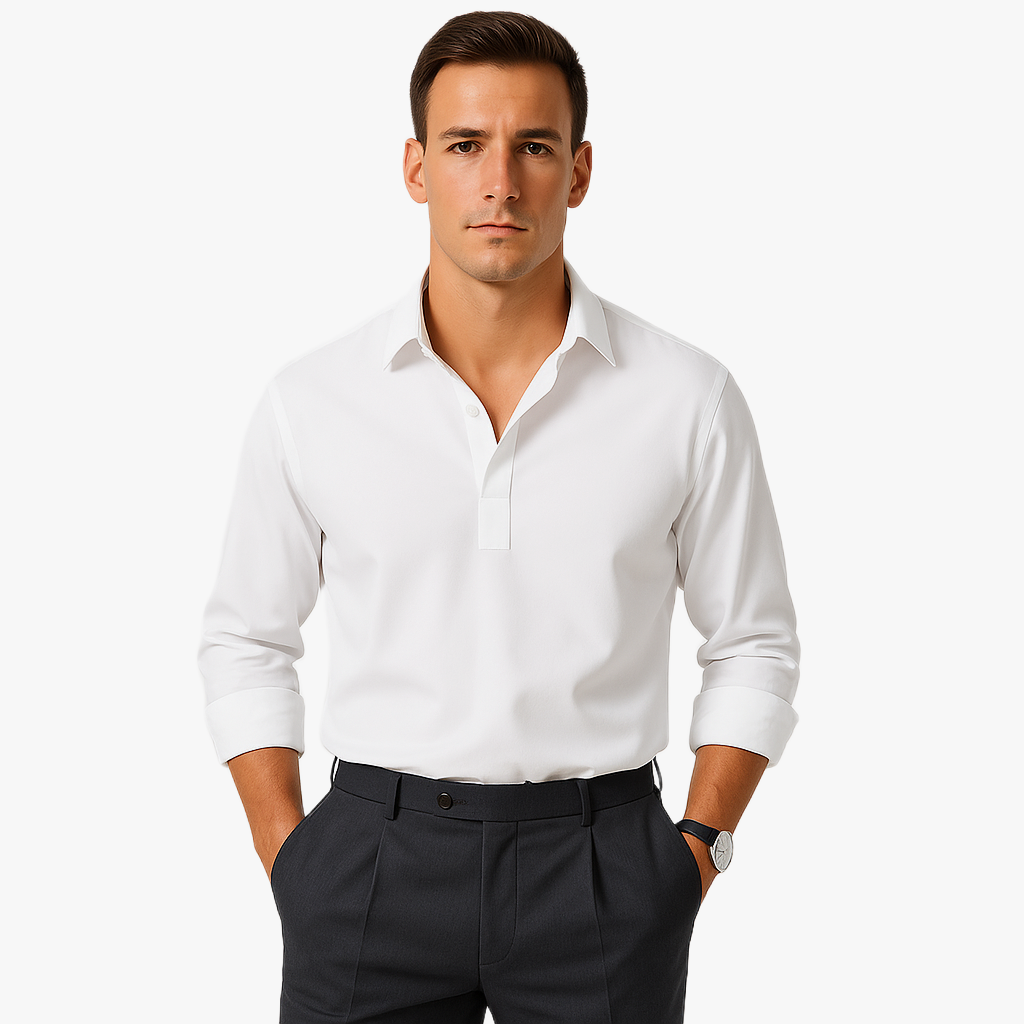 Casual Long Sleeve Polo Shirt for Men