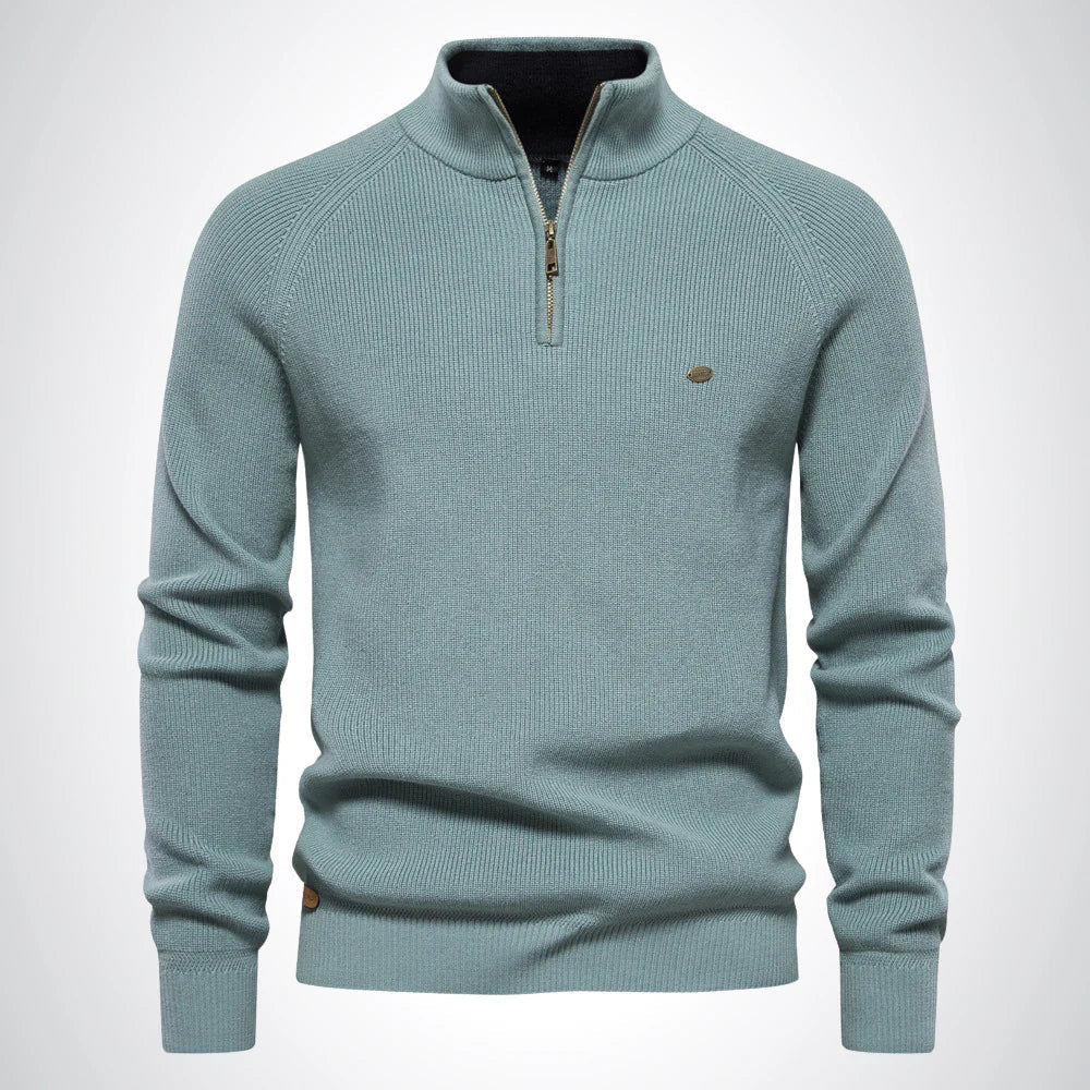 Mens Half Zip Sweater | Stand Collar Knit