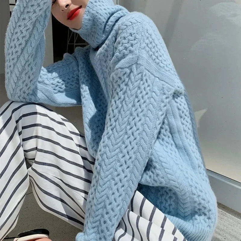 Womens Knit Turtleneck | Relaxed Long Sleeve Top