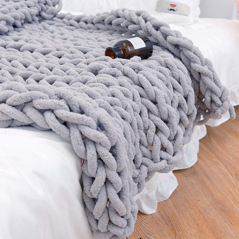 Chunky Cable Knit Throw Decorative Warm Home Blanket