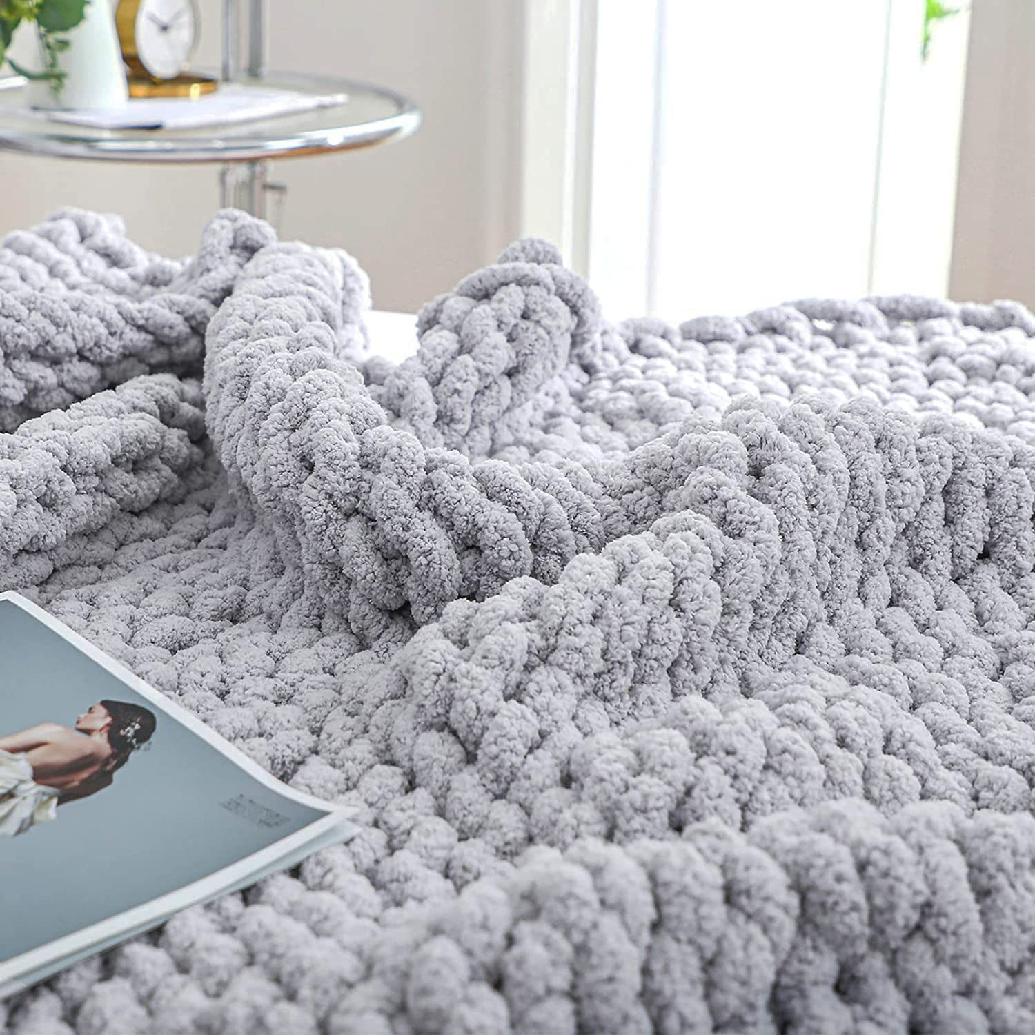 Chunky Cable Knit Throw Decorative Warm Home Blanket