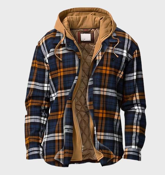 Mens Checked Full Zip Jacket | Hooded Design