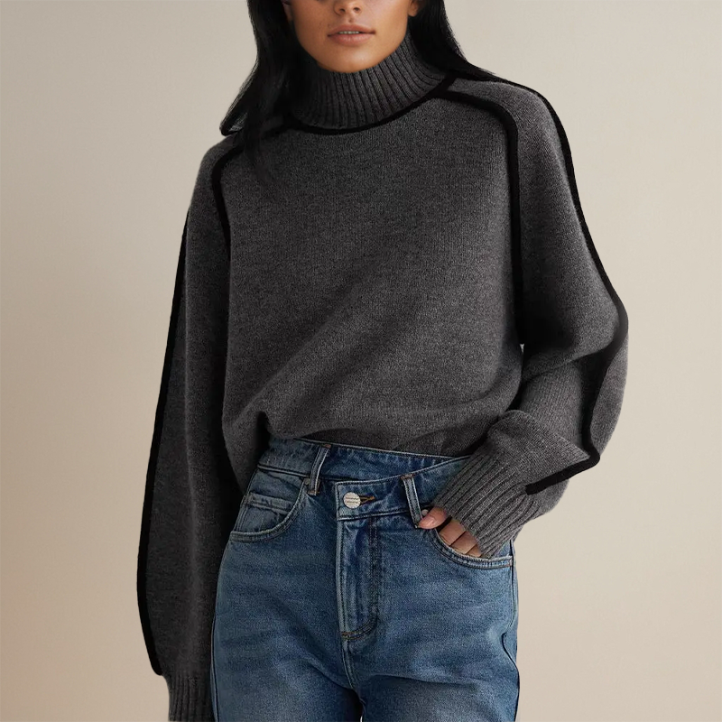 Womens Turtleneck Knit Pullover | Winter Long Sleeve