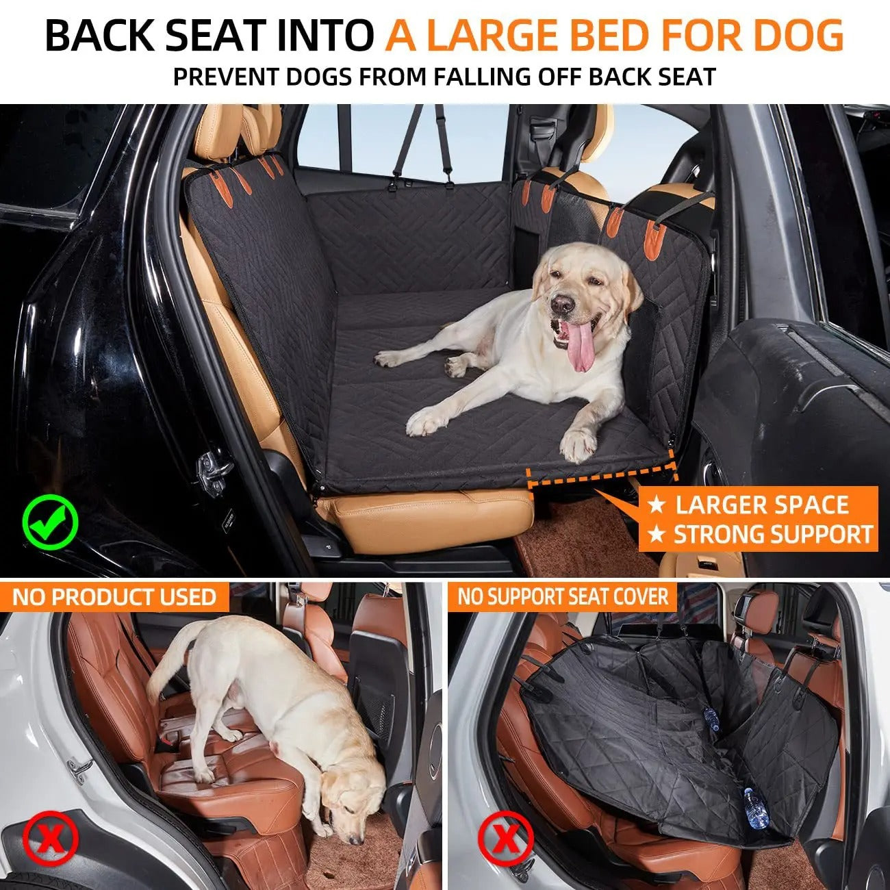 Dog Car Backseat Extender Rear Seat Bridge Support