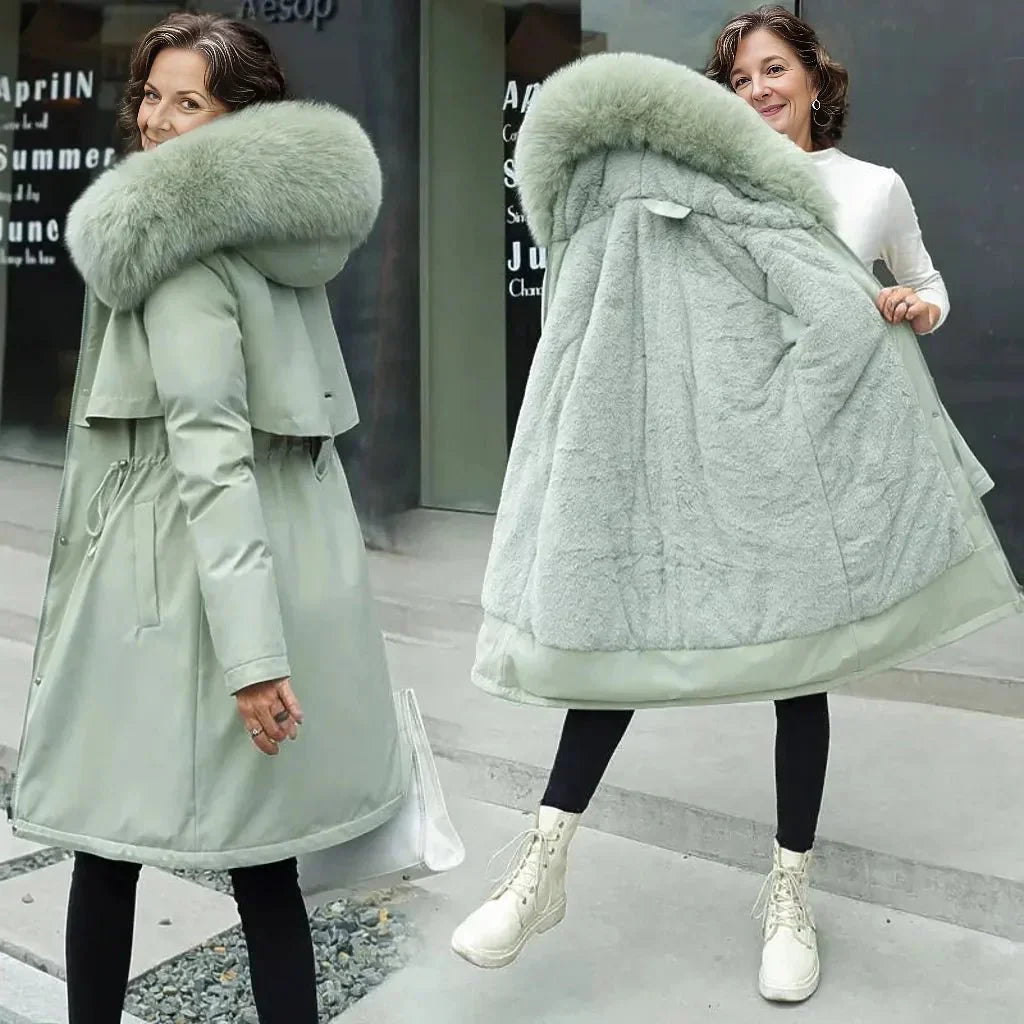 Womens Long Winter Coat | Classic Collar Style