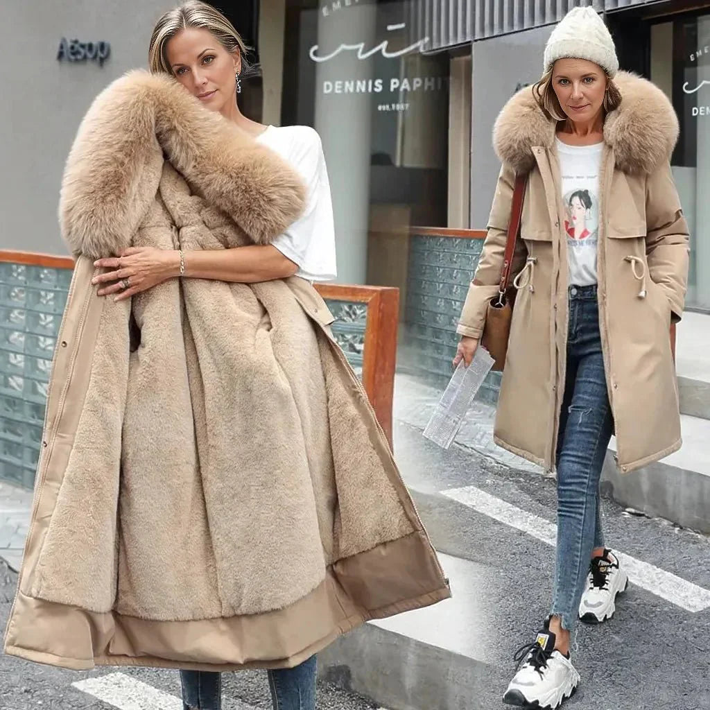 Womens Long Winter Coat | Classic Collar Style