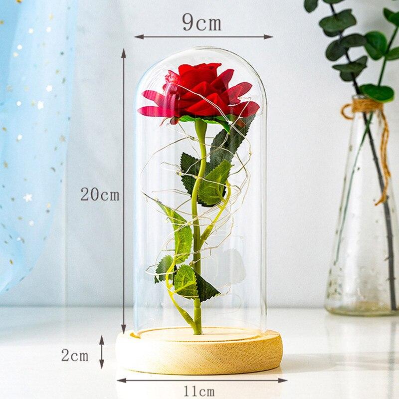 Leuchtende Rosen-Dekoration LED-Kuppel Tischvitrine