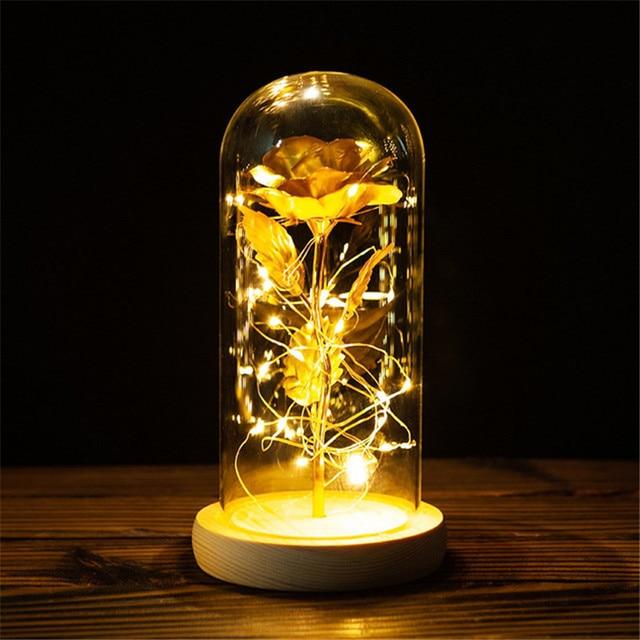 Leuchtende Rosen-Dekoration LED-Kuppel Tischvitrine