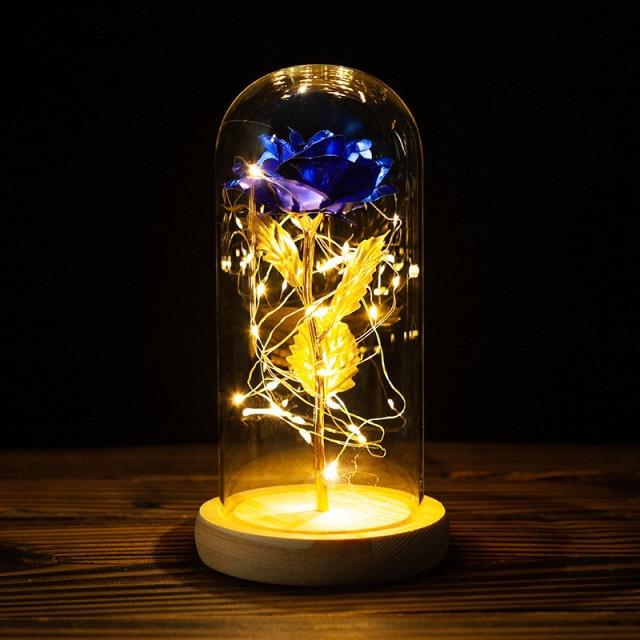 Leuchtende Rosen-Dekoration LED-Kuppel Tischvitrine