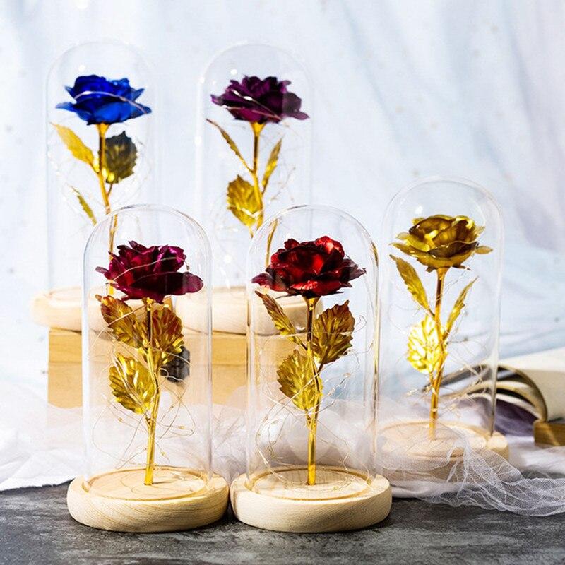 Leuchtende Rosen-Dekoration LED-Kuppel Tischvitrine