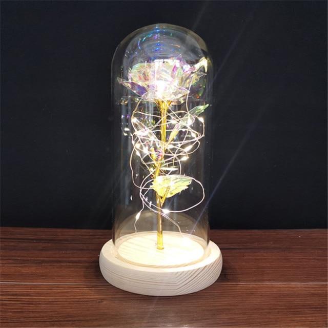 Leuchtende Rosen-Dekoration LED-Kuppel Tischvitrine