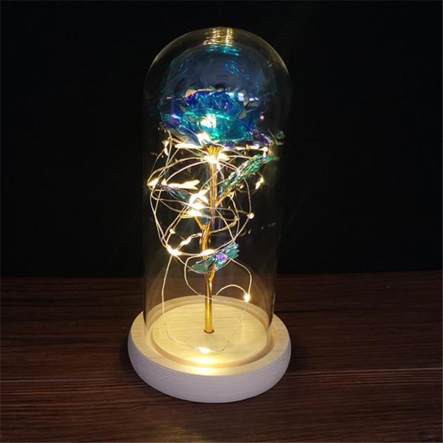 Leuchtende Rosen-Dekoration LED-Kuppel Tischvitrine