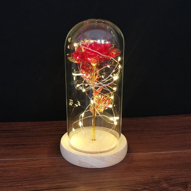 Leuchtende Rosen-Dekoration LED-Kuppel Tischvitrine