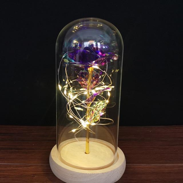 Leuchtende Rosen-Dekoration LED-Kuppel Tischvitrine