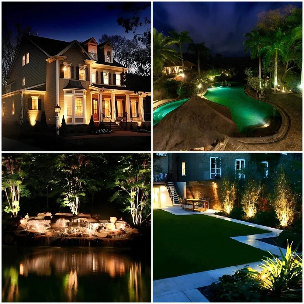 Justerbar solcelledrevet udendørs spotlys med flerfarvet havebelysning