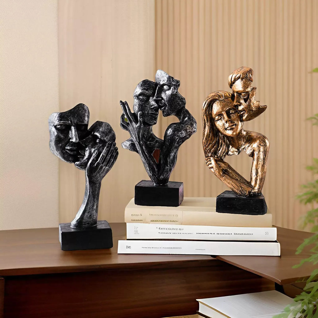 Abstract Kiss Sculpture Modern Artistic Embrace Decor