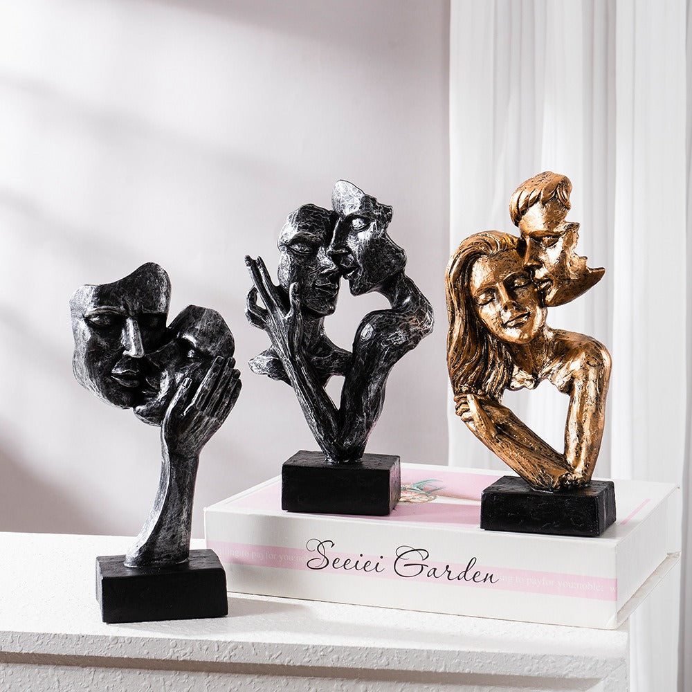 Abstract Kiss Sculpture Modern Artistic Embrace Decor