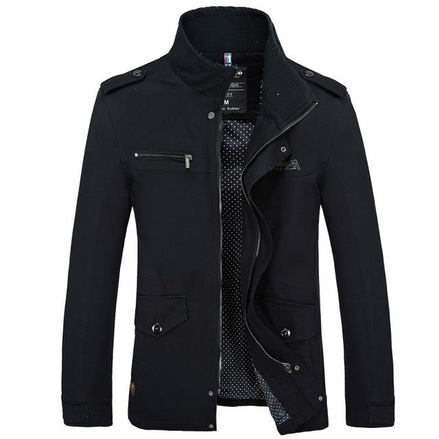 Mens Button Front Zip Jacket | Stand Collar