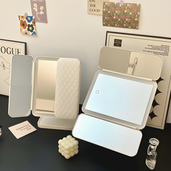 LED-Schminkspiegel mit dreifacher Lichtfunktion und verstellbarem Betrachtungswinkel