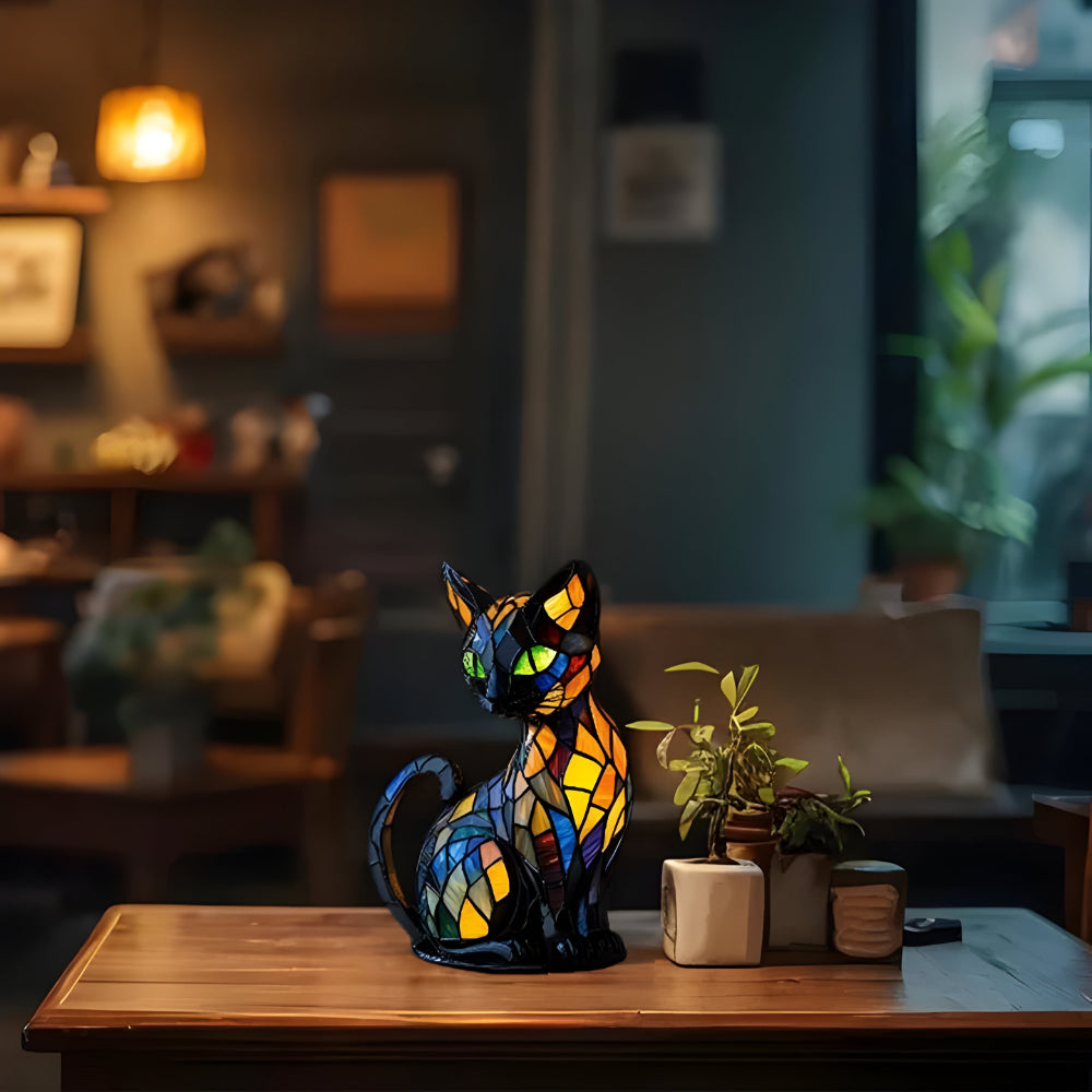 Decorative Cat Desk Lamp with Colour Changing Light Compact Accent Lamp
