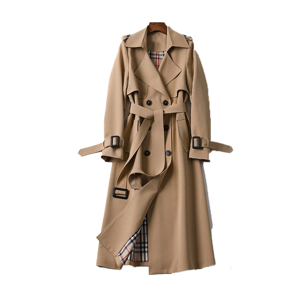 Womens Double Button Trench Coat | Waist Tie