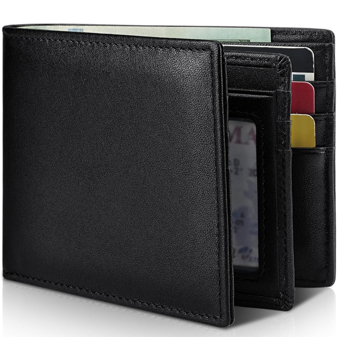 Herren Kompakte Klapp-Geldbörse mit RFID-Schutz und Kartenfächern
