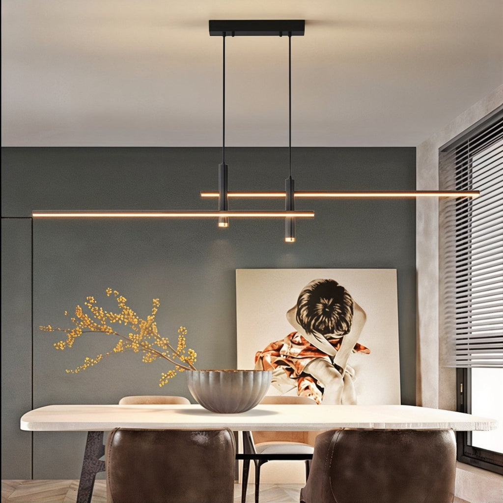 Moderne LED-Linienleuchte, höhenverstellbar und mit mehreren Betriebsarten