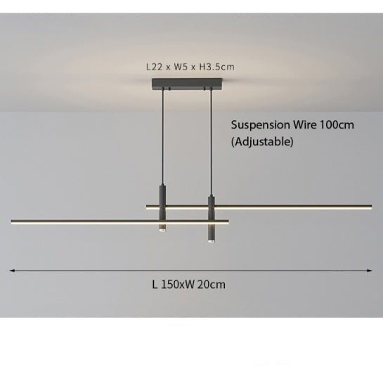 Moderne LED-Linienleuchte, höhenverstellbar und mit mehreren Betriebsarten
