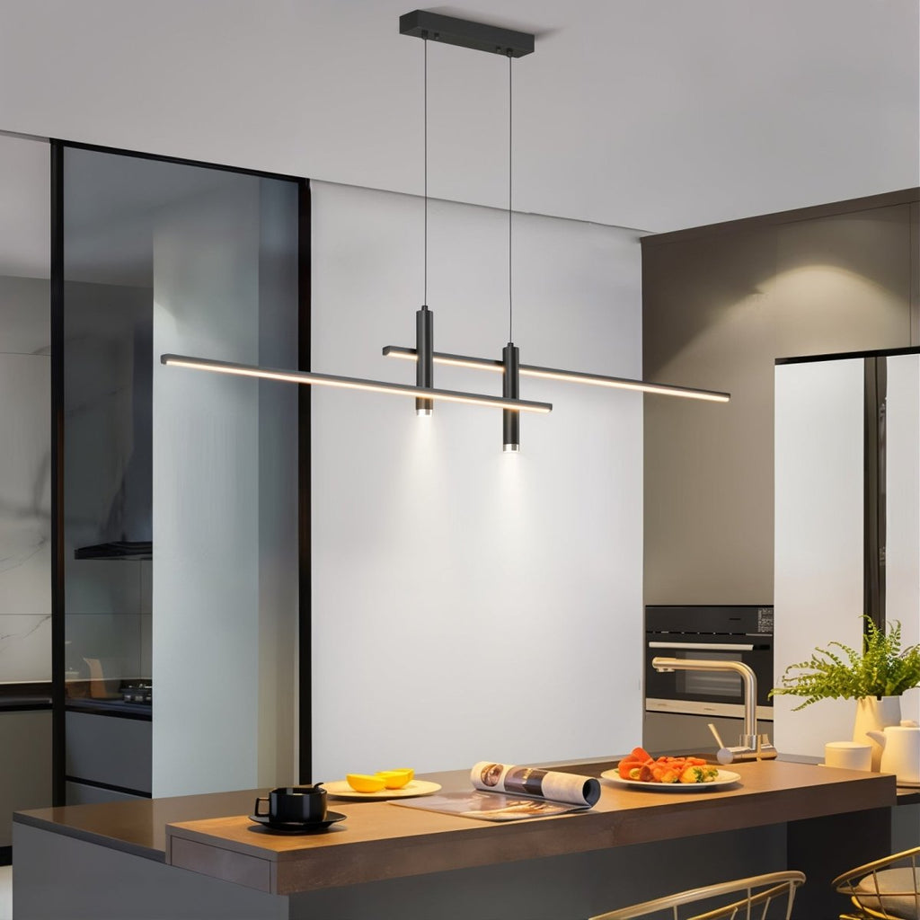 Moderne LED-Linienleuchte, höhenverstellbar und mit mehreren Betriebsarten