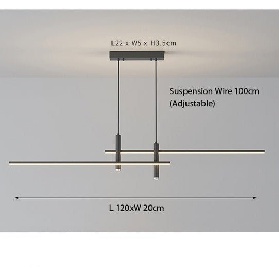 Moderne LED-Linienleuchte, höhenverstellbar und mit mehreren Betriebsarten
