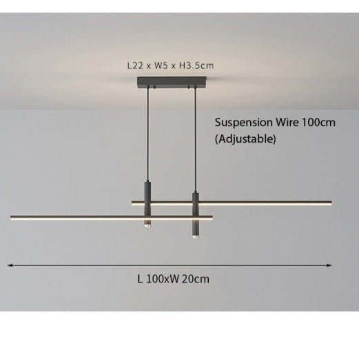 Moderne LED-Linienleuchte, höhenverstellbar und mit mehreren Betriebsarten