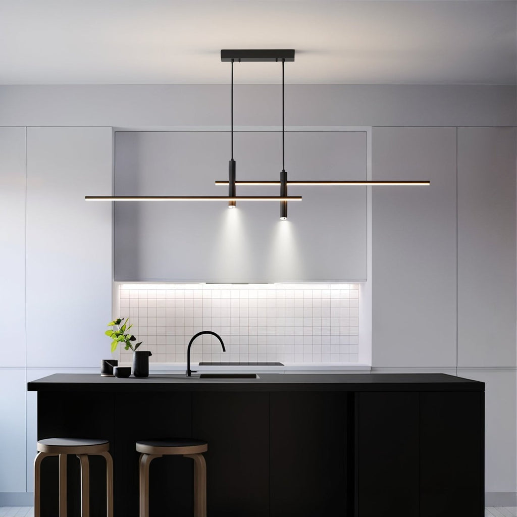 Moderne LED-Linienleuchte, höhenverstellbar und mit mehreren Betriebsarten
