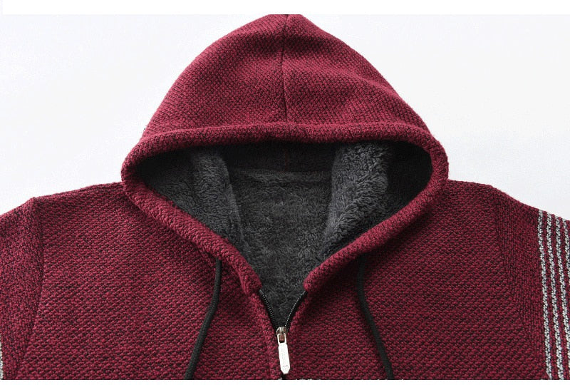 Mens Hooded Knit Zip Sweater | Warm Lined