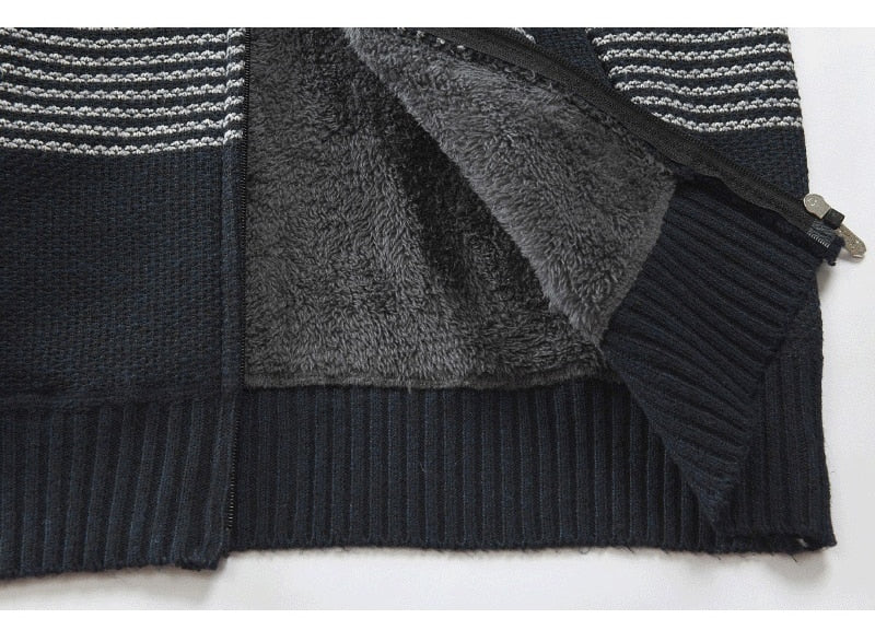 Mens Hooded Knit Zip Sweater | Warm Lined
