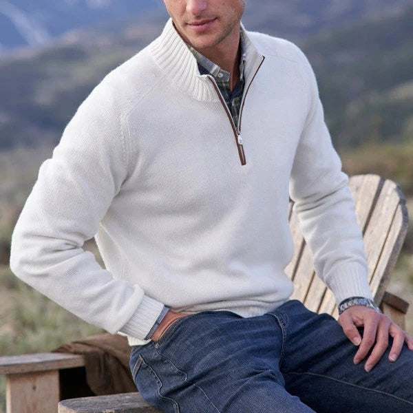 Mens Classic Sweater | Turtleneck Half Zip