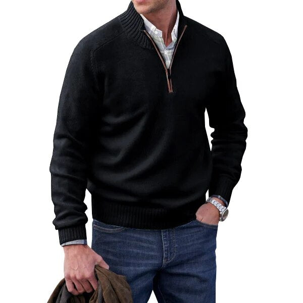 Mens Classic Sweater | Turtleneck Half Zip