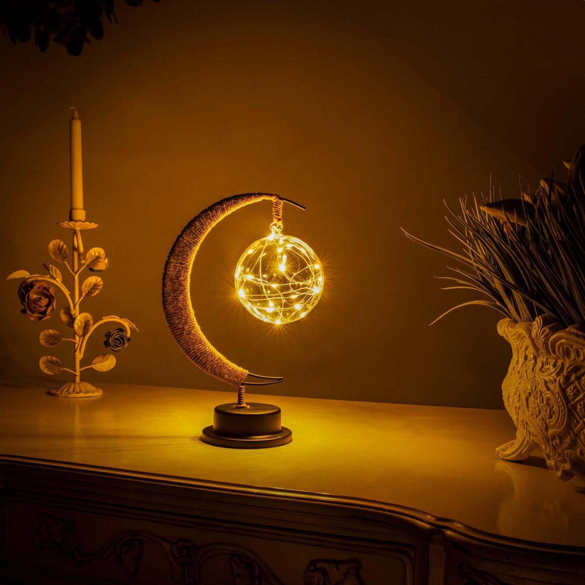 Mondförmige Tischlampe Weiches Stimmungslicht LED Dekoratives Licht