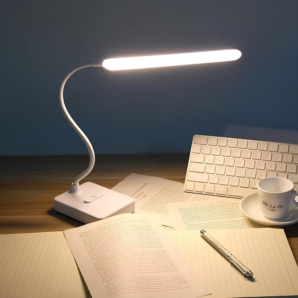 Wiederaufladbare Schreibtischlampe mit flexiblem Arm und mehreren Lichtmodi