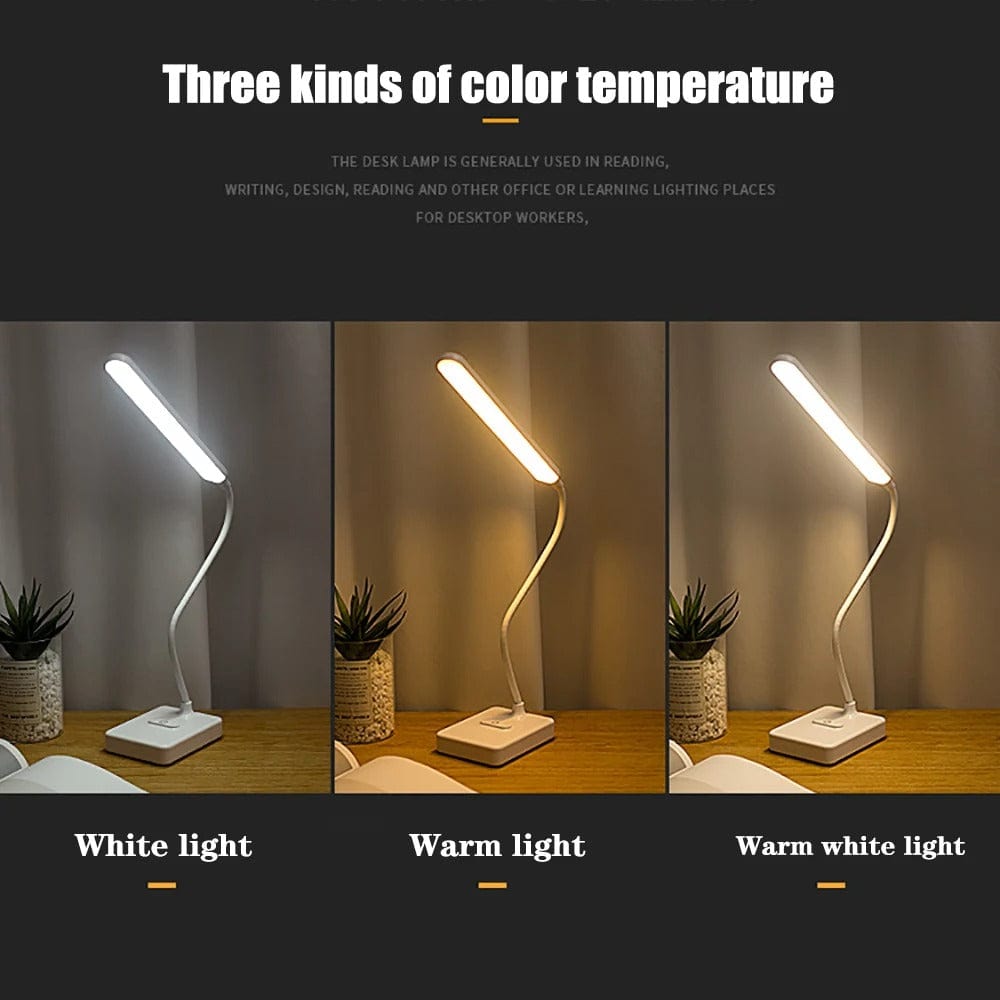 Wiederaufladbare Schreibtischlampe mit flexiblem Arm und mehreren Lichtmodi